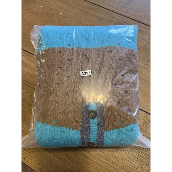 Torrid Plus Vegan Cashmere Teal Pointelle Pullover Henley Rainbow Patch Measured - Picture 13 of 13